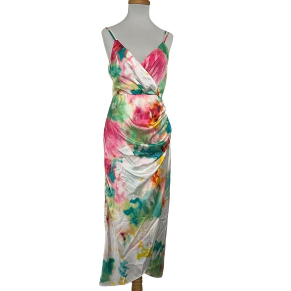 Zara Dresses & Skirts - Zara Satin Effect Multicolour Midi Dress  M